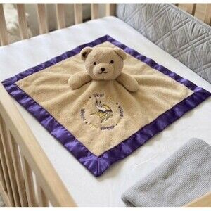 Minnesota Vikings Teddy Bear Plush Baby Security Blanket Lovey Satin Trim Back